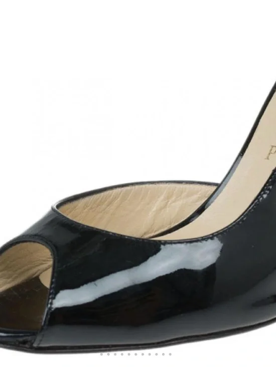 Christian Louboutin Black Patent Leather Delico 100' D'orsay Pumps Peep Toe 41 - Picture 9 of 16